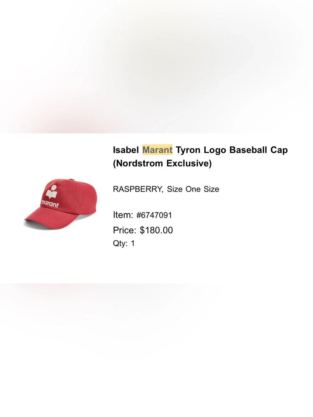 Isabel Marant Berry Red Logo Baseball Cap